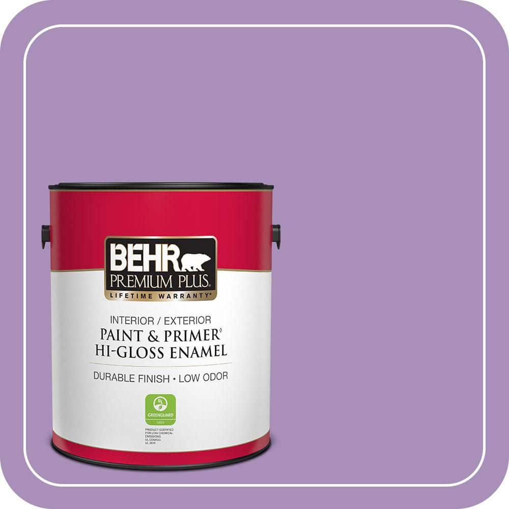 BEHR PREMIUM PLUS 1 gal. #650B-5 Garden Pansy Hi-Gloss Enamel Interior/Exterior Paint & Primer