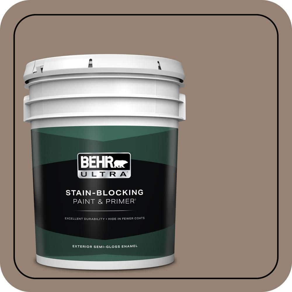 BEHR ULTRA 5 gal. #N230-5 Dry Brown Semi-Gloss Enamel Exterior Paint & Primer