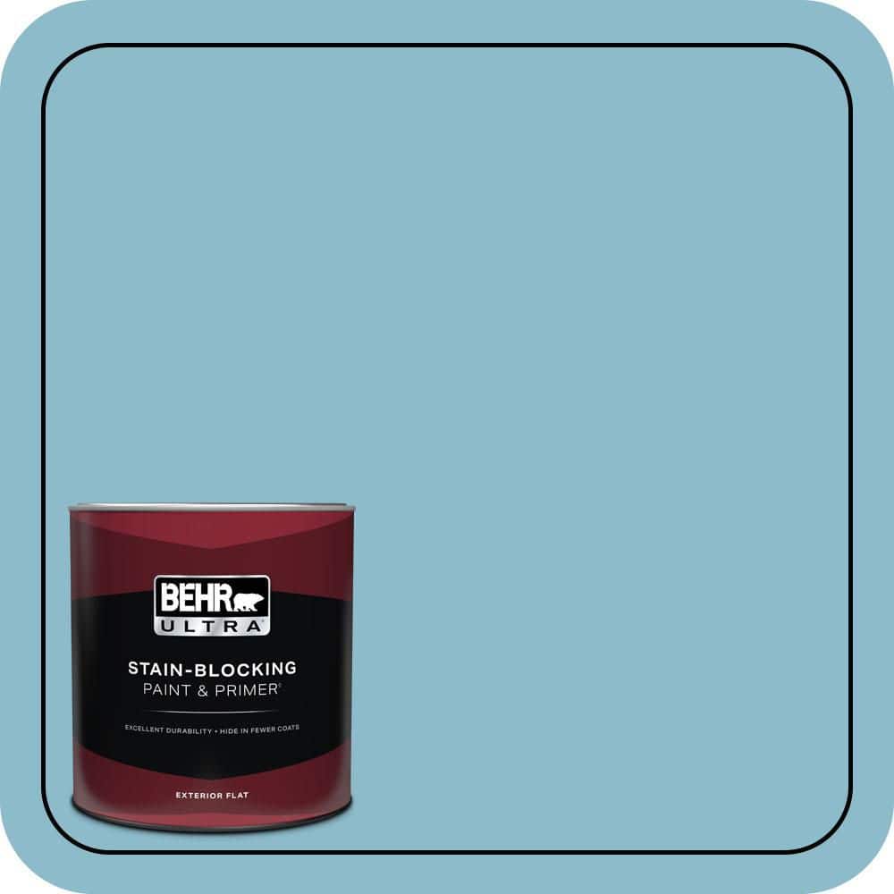 BEHR ULTRA 1 qt. #S460-3 Blue Echo Flat Exterior Paint & Primer