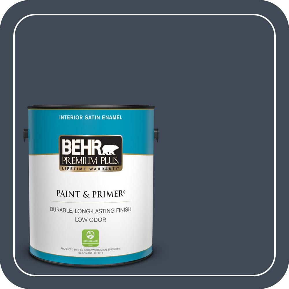 BEHR PREMIUM PLUS 1 gal. #PPU14-20 Starless Night Satin Enamel Low Odor Interior Paint & Primer
