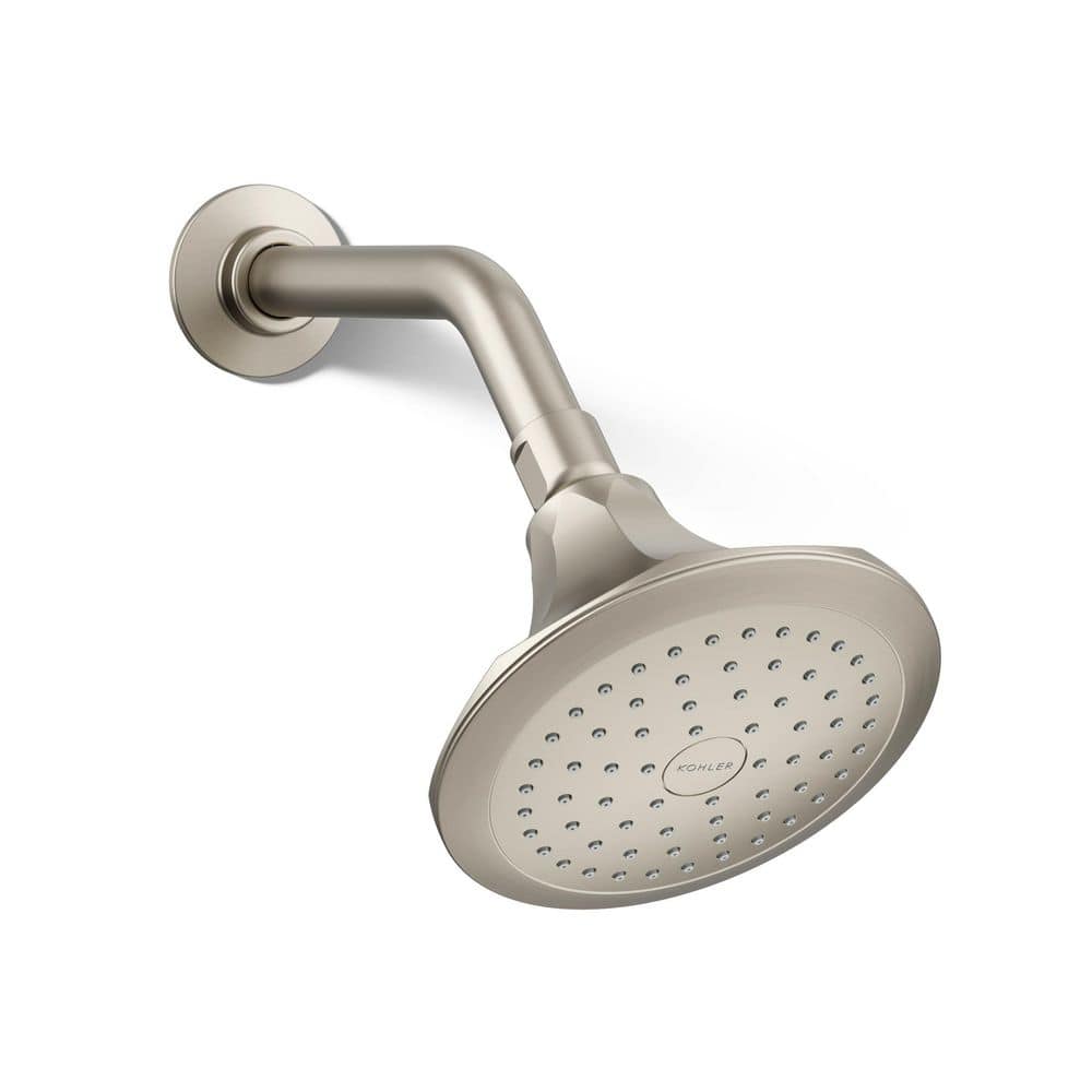 KOHLER Memoirs Classic 5.5 in. 1-Spray Single Wall Mount Fixed Shower Head, Brushed Nickel (1)