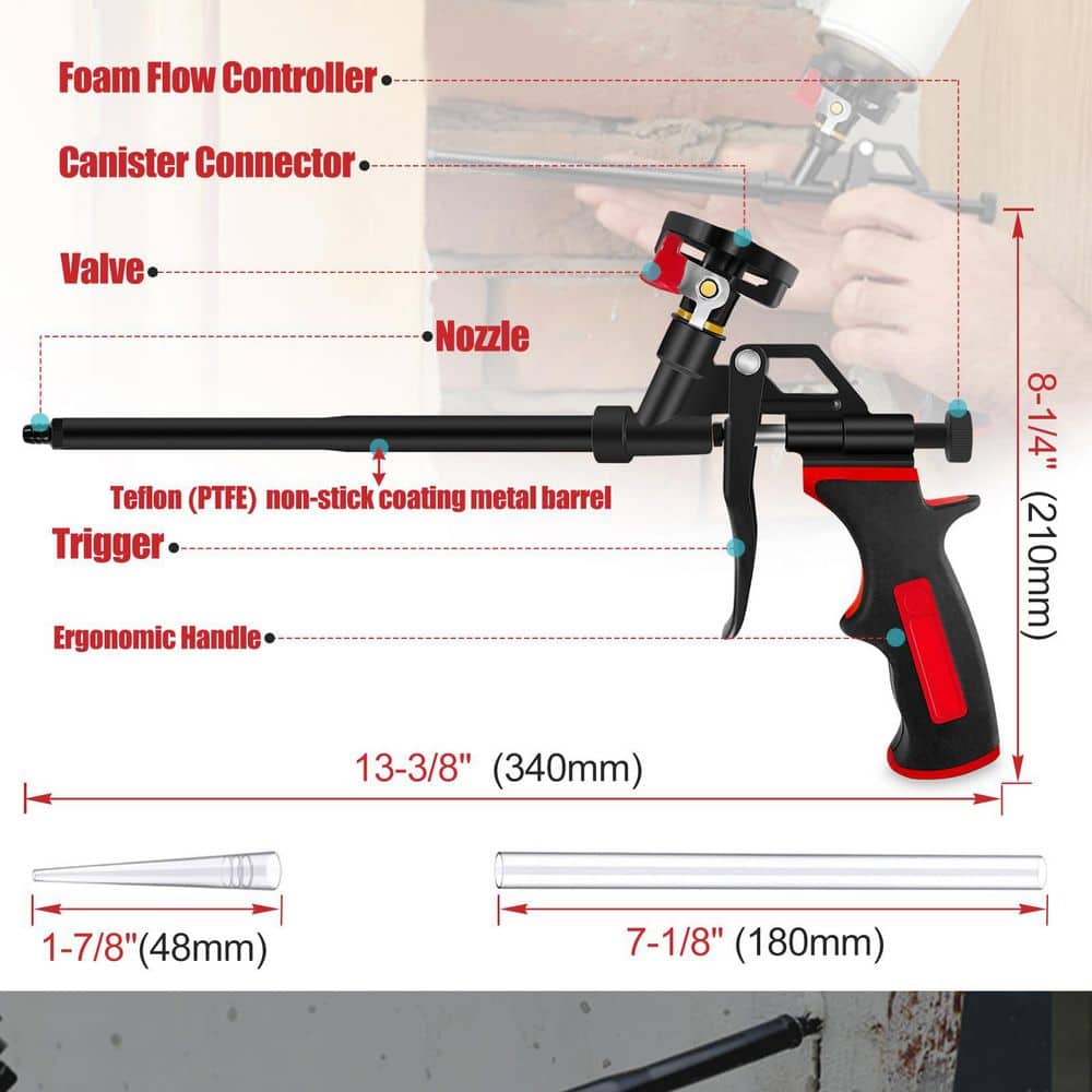 Unbranded Professional Expanding Foam Dispensing Gun 2-Pack F 8 Nozzle PU Insulation Applicator (2)