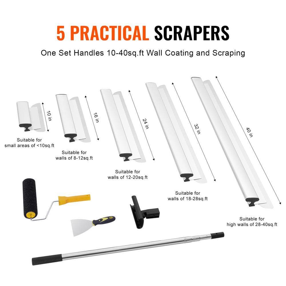 SKYSHALO Drywall Skimming Blade Set, 10/16/24/32/40 in. Skimming Blades, Stainless Steel, for Gyprock/WallBoard/Plasterboard (2)