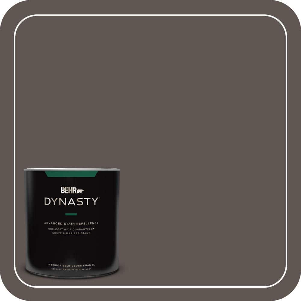 BEHR DYNASTY 1 qt. #N140-7 Timber Brown One-Coat Hide Semi-Gloss Enamel Interior Stain-Blocking Paint and Primer