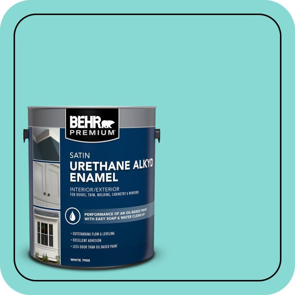 BEHR PREMIUM 1 gal. #P450-3 Rainwater Urethane Alkyd Satin Enamel Interior/Exterior Paint
