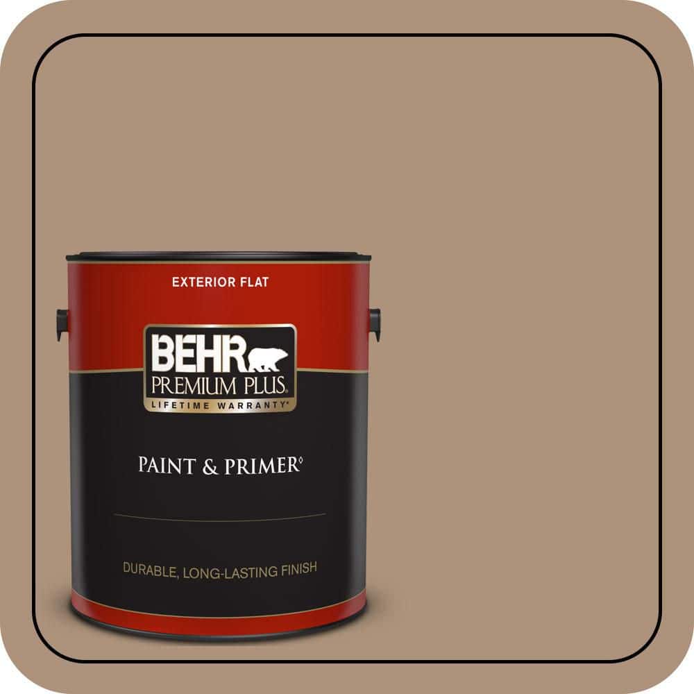 BEHR PREMIUM PLUS 1 gal. #PPU4-04 Soft Chamois Flat Exterior Paint & Primer