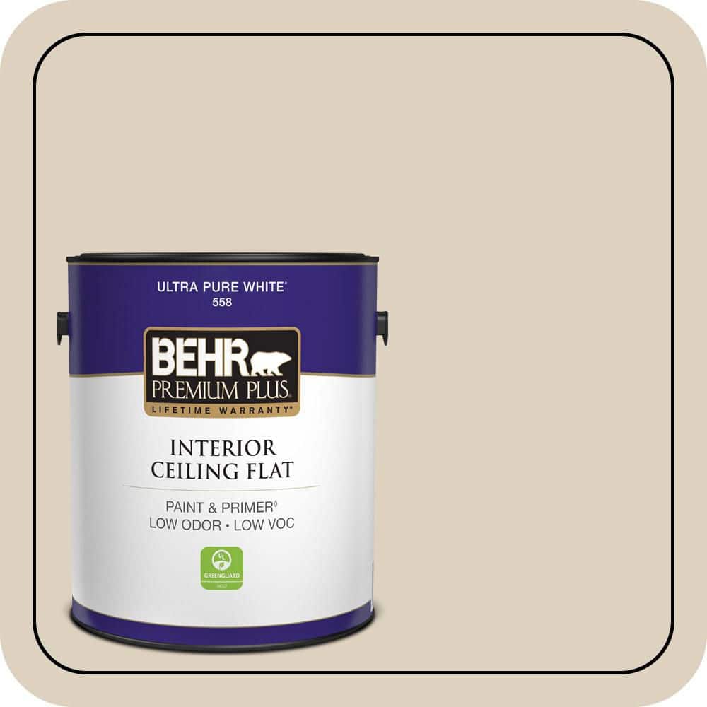 BEHR PREMIUM PLUS 1 gal. #PPU7-10 Roman Plaster Ceiling Flat Interior Paint & Primer (1)