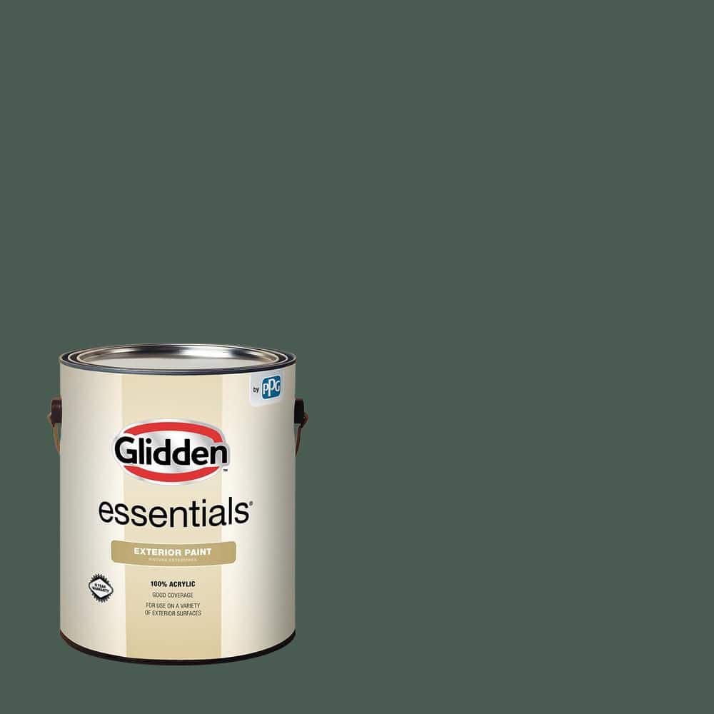 Glidden Essentials 1 gal. PPG1136-7 Dark Green Velvet Semi-Gloss Exterior Paint