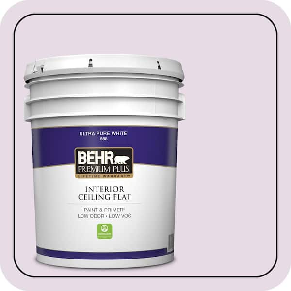 BEHR PREMIUM PLUS 5 gal. #M100-1A Not Quite Purple Ceiling Flat Interior Paint & Primer (2)