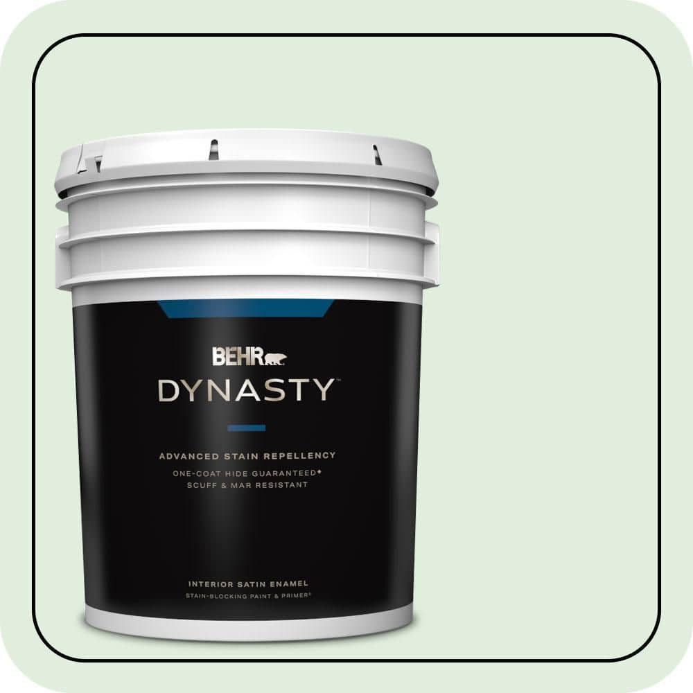 BEHR DYNASTY 5 gal. #460C-2 Spearmint Stick Satin Enamel Interior Stain-Blocking Paint & Primer