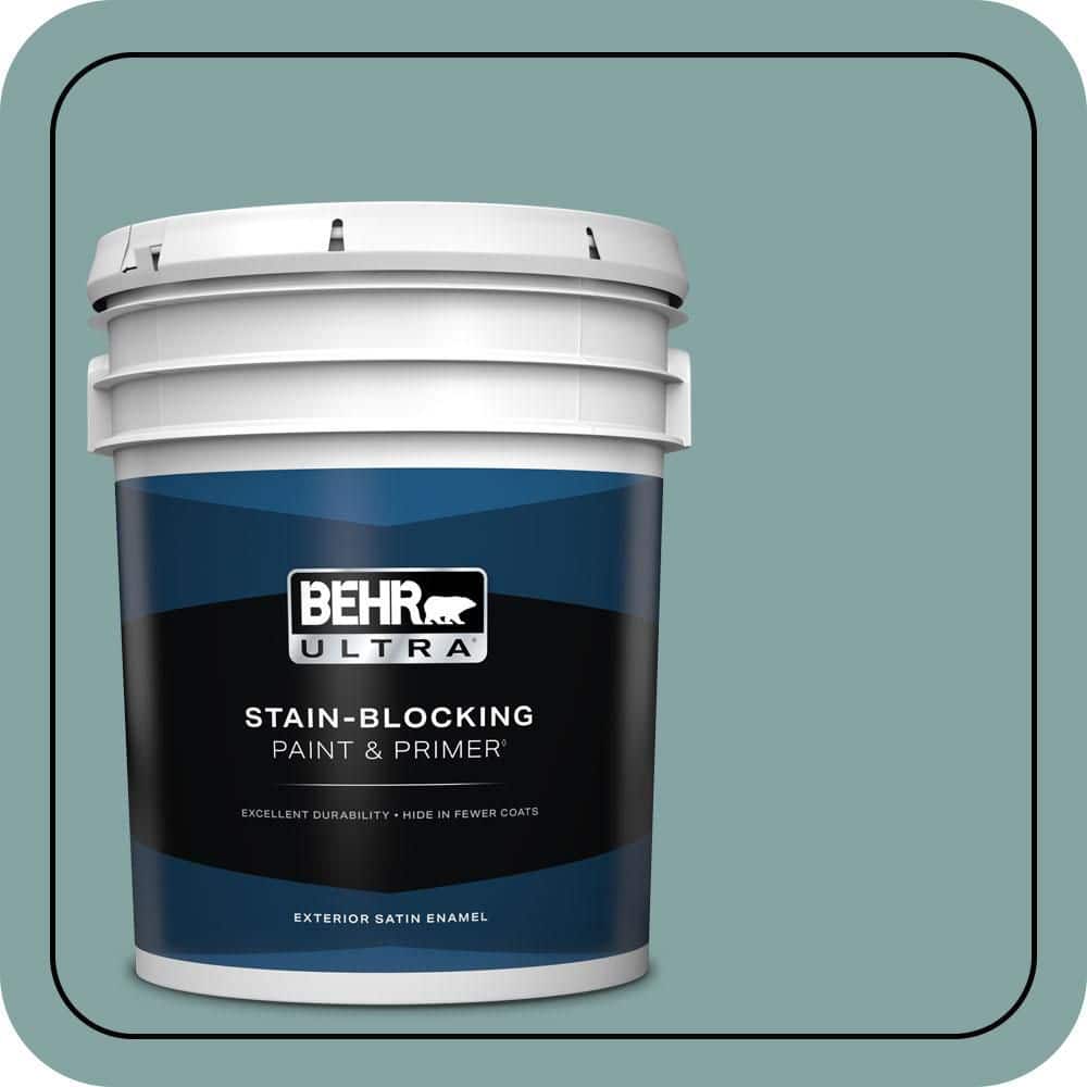 BEHR ULTRA 5 gal. #PPU13-08 Venus Teal Satin Enamel Exterior Paint & Primer