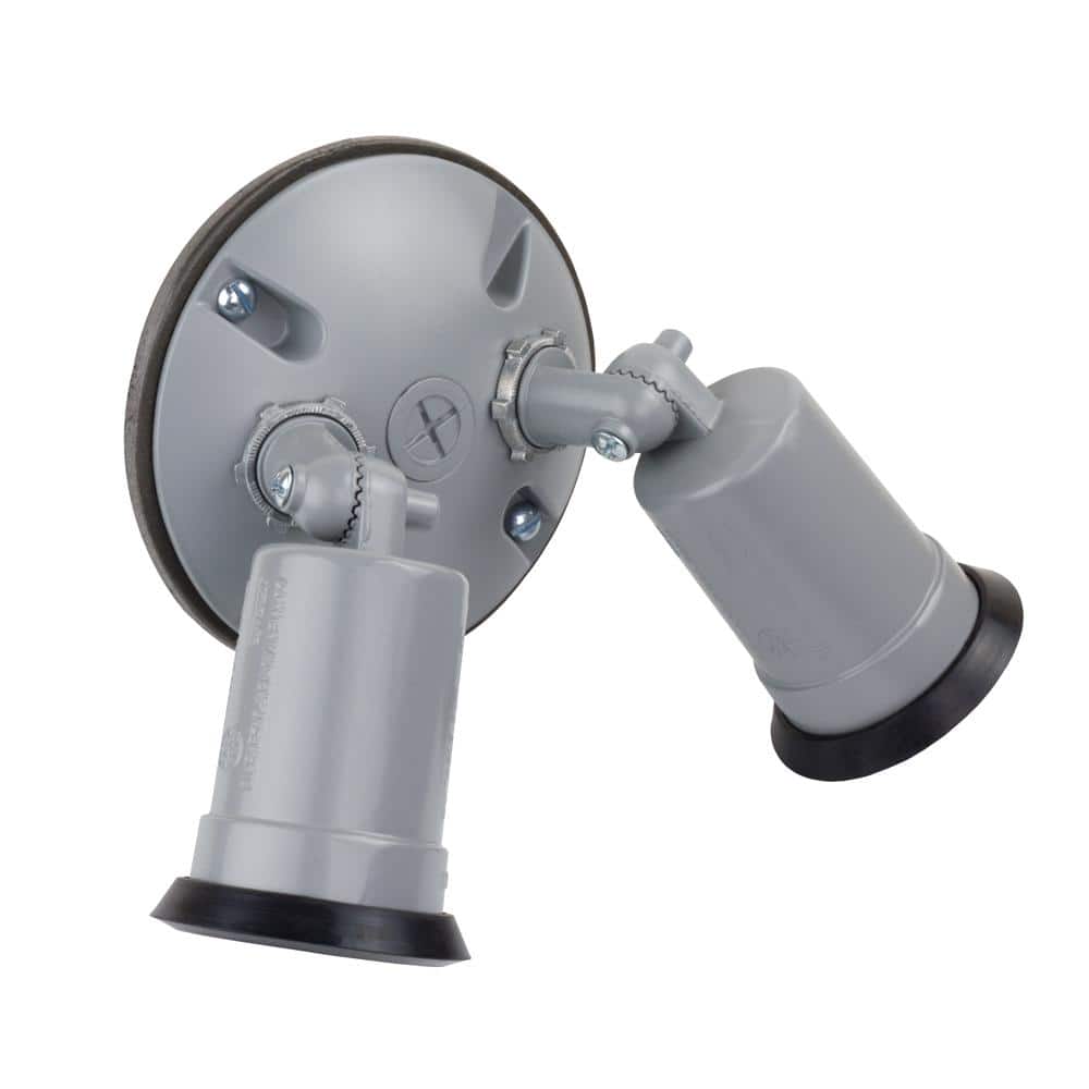 Commercial Electric Gray Outdoor Flood Light Weatherproof Lampholder with External Rubber Gasket and Cover (2)