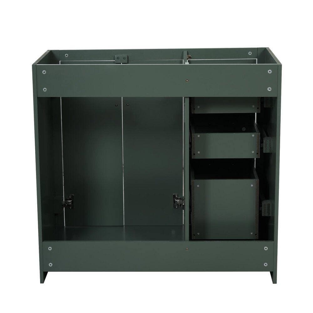 Noble House Denvix 35.3 in. W Modern Freestanding Bath Vanity Cabinet without Top with 3 Drawers and Soft Closing Doors (3)