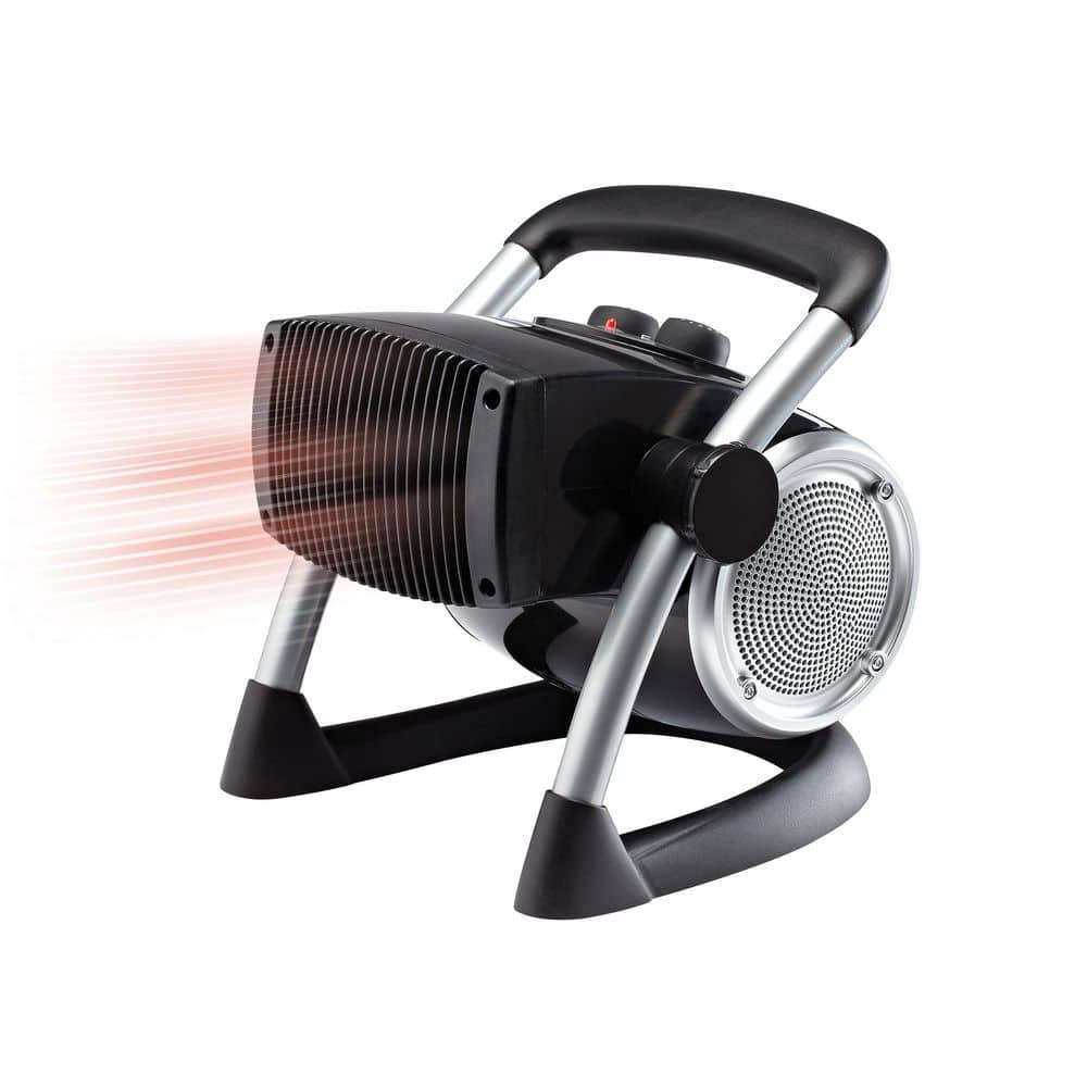 Lasko 1500W 11.75 in. Black Electric Utility Ceramic Space Heater with Pivoting Head, 2 Heat Settings and Fan Only Mode