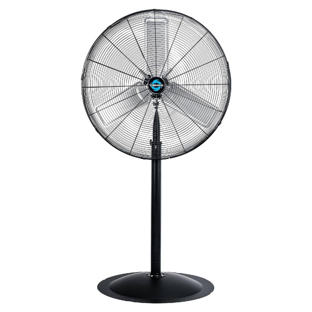 Tornado 30 in. 3-Speed High Velocity Non-Oscillating Metal Pedestal Fan in Black with 10 ft. Cord