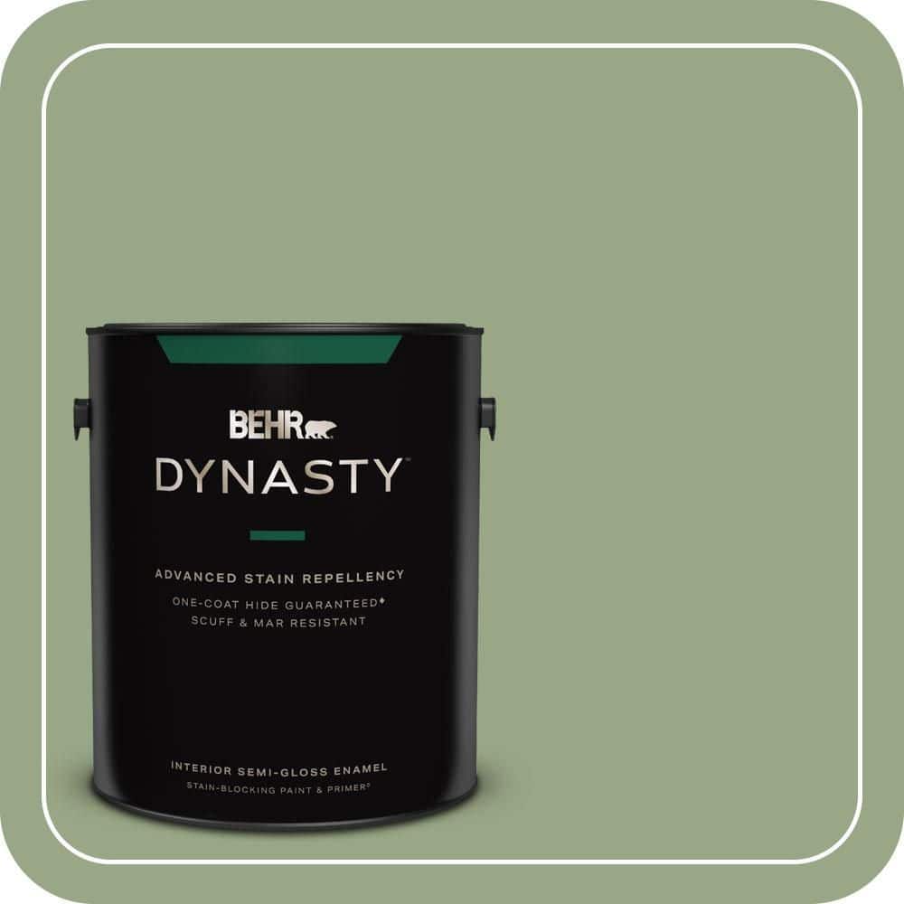 BEHR DYNASTY 1 gal. #MQ6-51 Fern Leaf One-Coat Hide Semi-Gloss Enamel Interior Stain-Blocking Paint & Primer