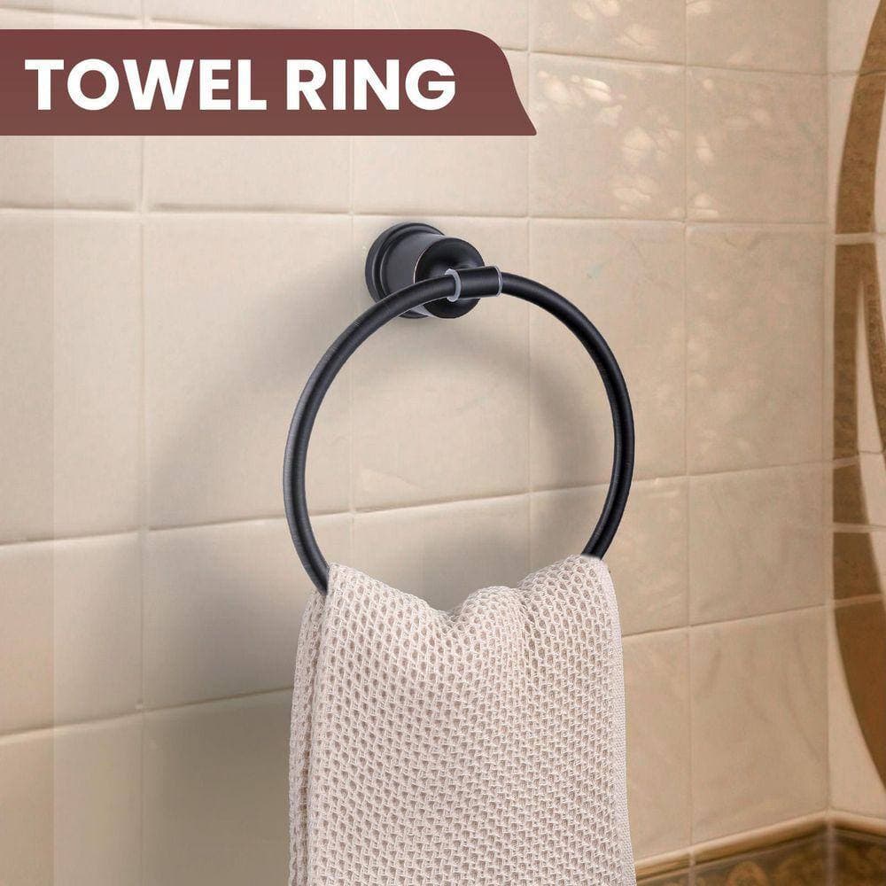VEVETTA 5-Piece Bath Hardware Set with Towel Bar, Toilet Paper Holder, Towel Ring and Towel Hook Included (4)
