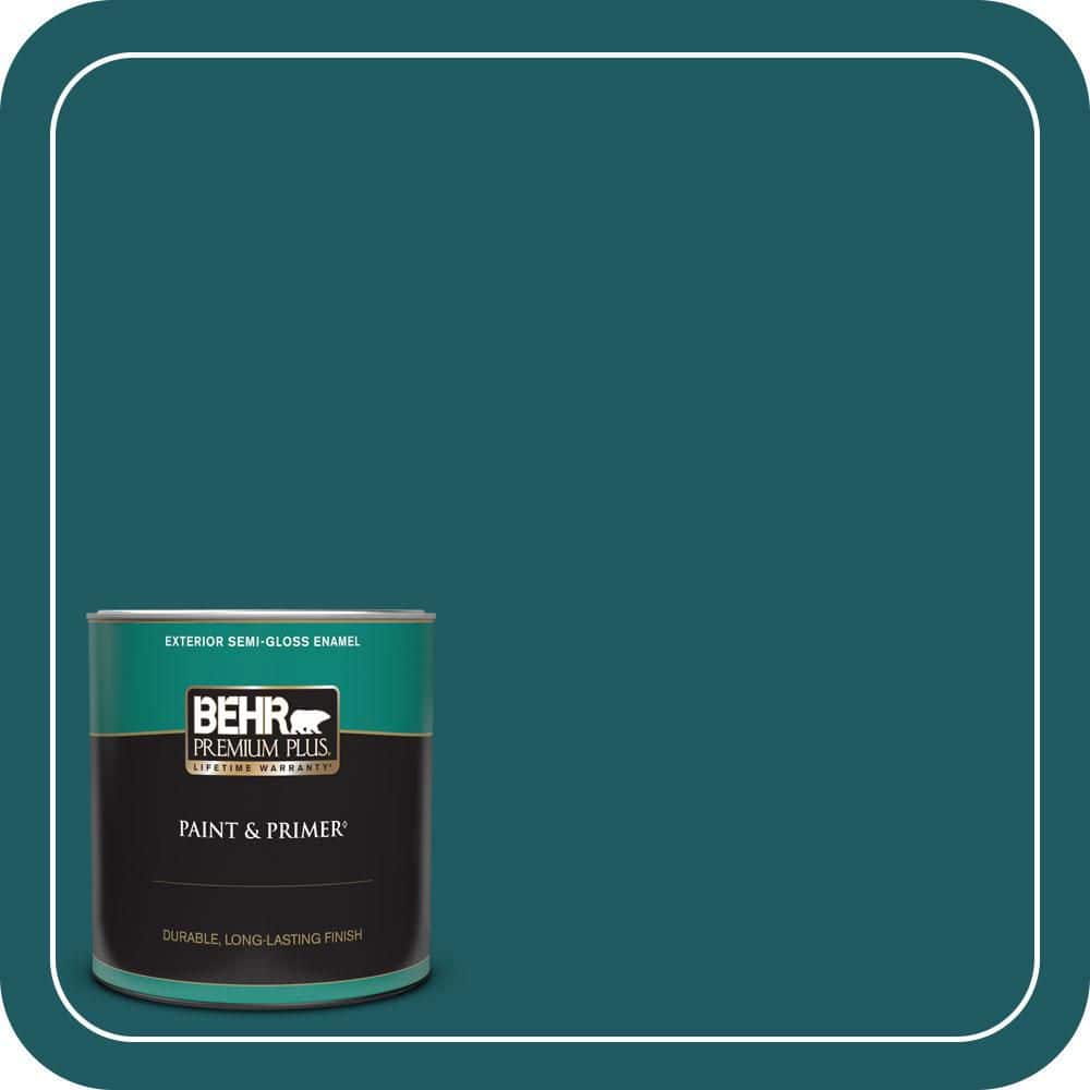 BEHR PREMIUM PLUS 1 qt. #S-H-510 Moonlit Pool Semi-Gloss Enamel Exterior Paint & Primer