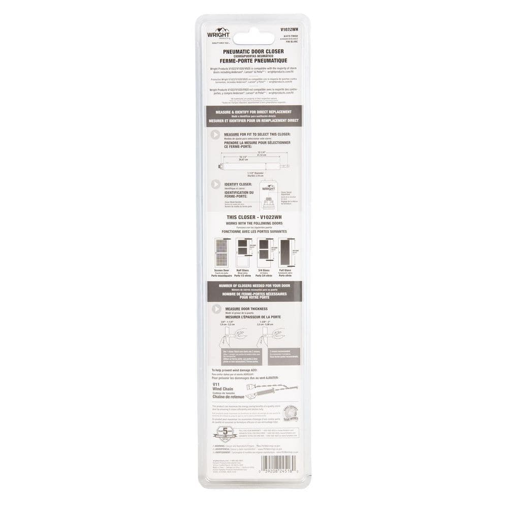 Wright Products Pneumatic Closer w/ TS, Standard Duty, White (3)