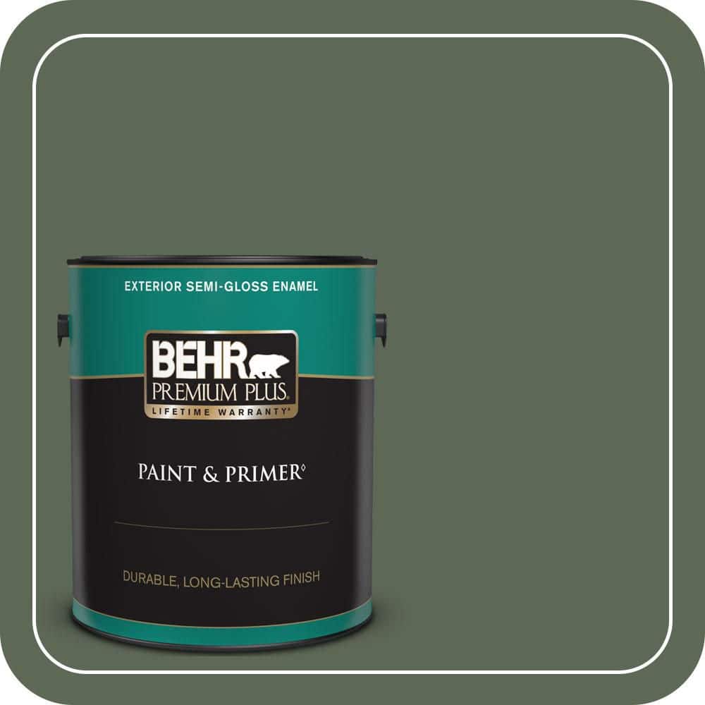 BEHR PREMIUM PLUS 1 gal. #MQ6-15 Less Travelled Semi-Gloss Enamel Exterior Paint & Primer