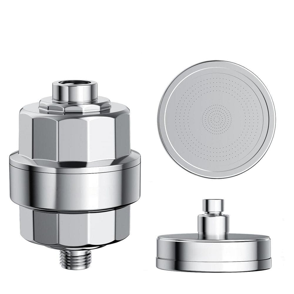 Numhew 1-Piece Filtered Shower Head with 3 Replaceable Filter Cartridges 20+3 Stage Hard Water Filter Cartridges in Chrome