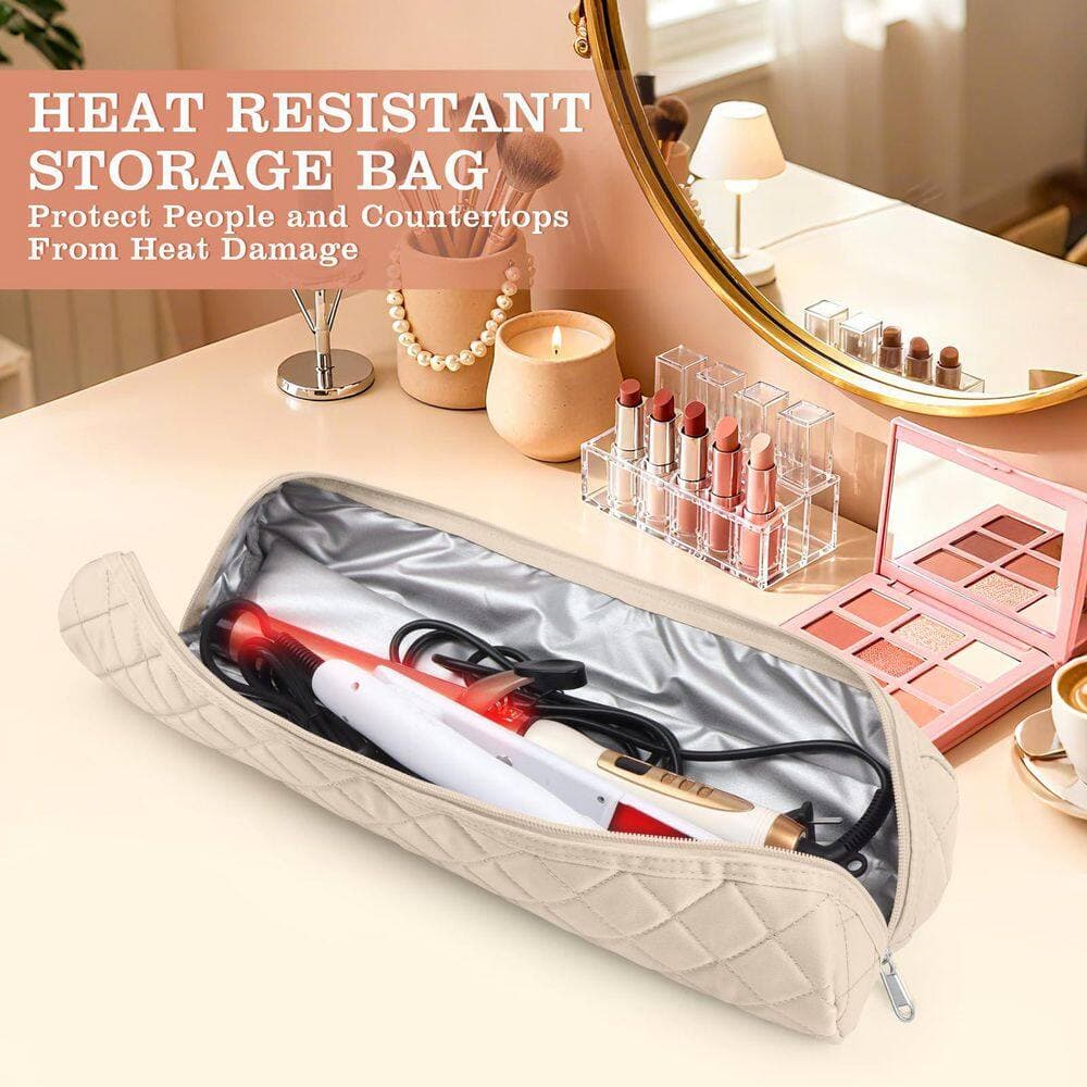 Anqtovp Portable Heat Resistant Hair Tool Organizer Bag for Flat Irons Curling Irons Hair Straighteners Black (2)
