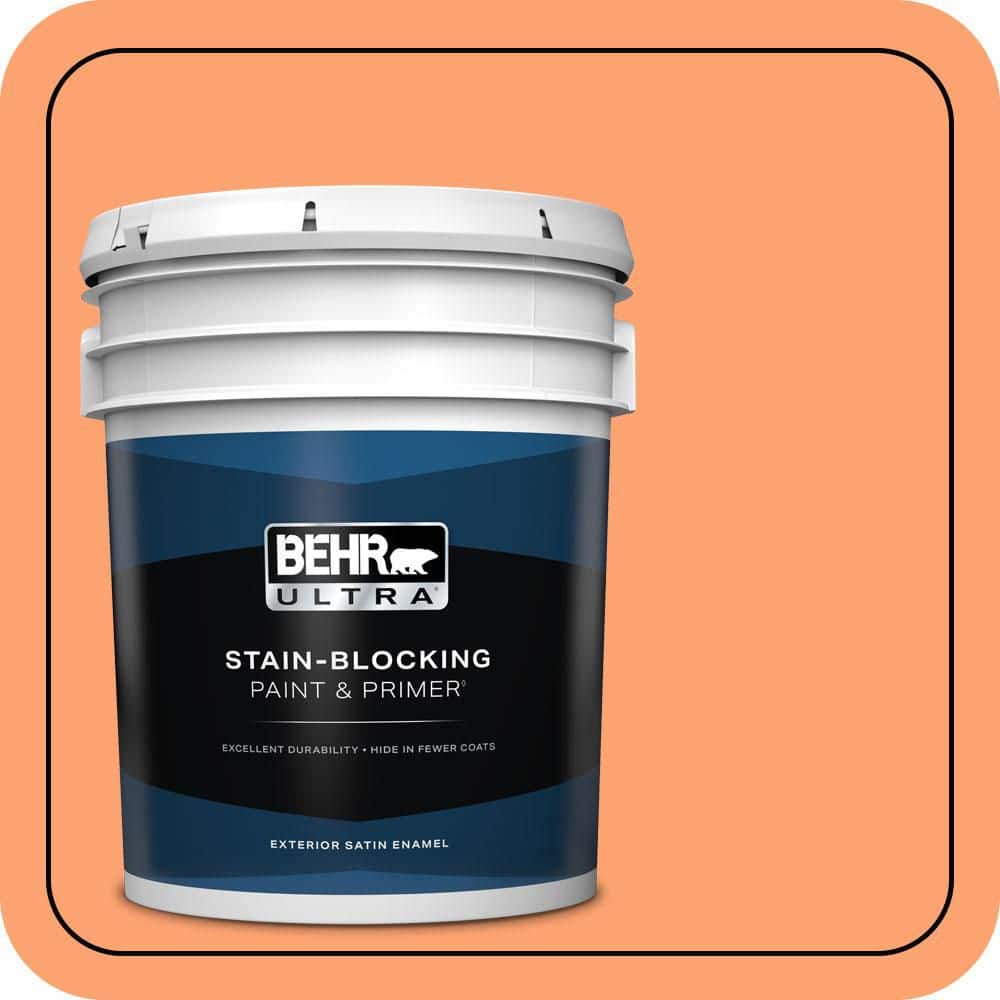 BEHR ULTRA 5 gal. #P210-5 Cheerful Tangerine Satin Enamel Exterior Paint & Primer
