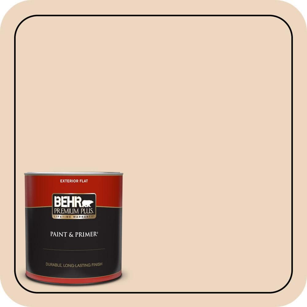 BEHR PREMIUM PLUS 1 qt. #PPU4-10A Sandy Beige Flat Exterior Paint and Primer