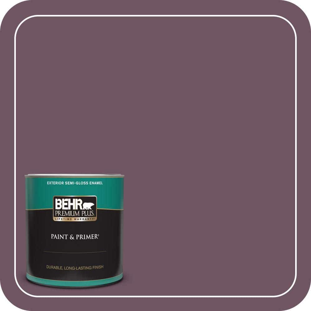 BEHR PREMIUM PLUS 1 qt. #S110-7 Exotic Eggplant Semi-Gloss Enamel Exterior Paint & Primer