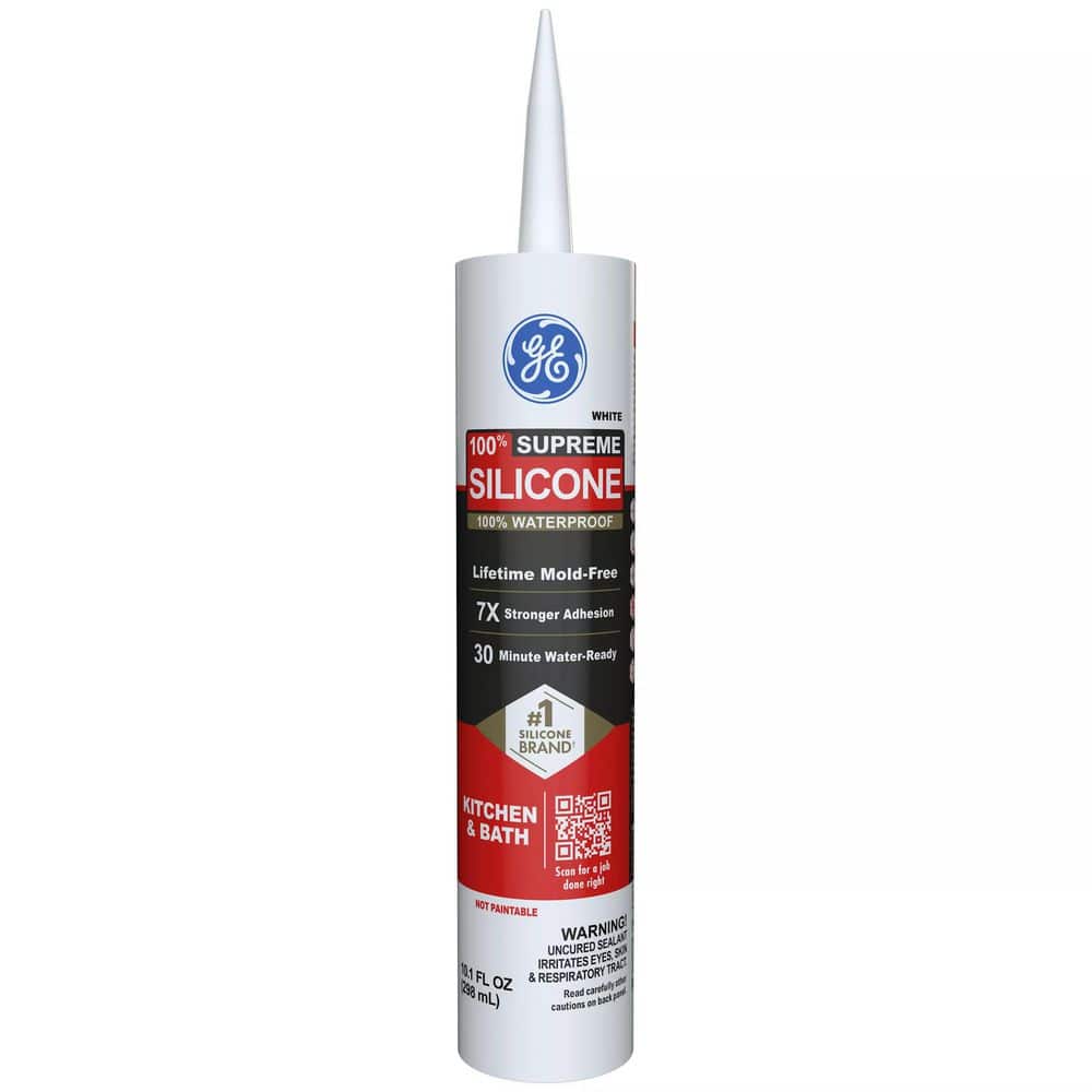 GE Supreme Silicone Caulk 10.1 oz Kitchen and Bath Sealant White (2)