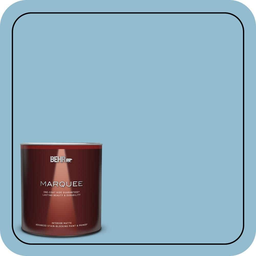 BEHR MARQUEE 1 Qt. #S490-3 Reef Blue One-Coat Hide Matte Interior Paint & Primer