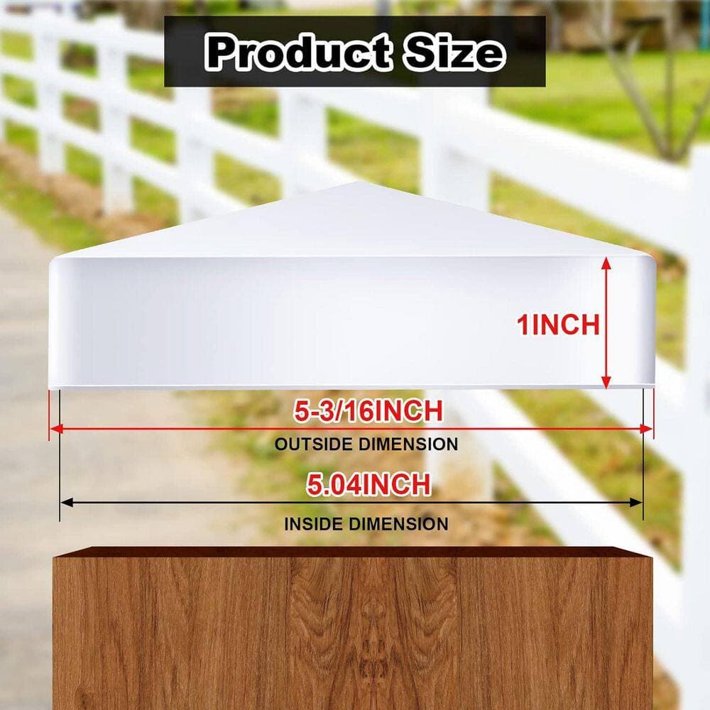 Afoxsos White PVC Vinyl Pyramid Top Fence and Deck Post Caps Weather Resistant No Fasteners Needed (24-Pack) (2)