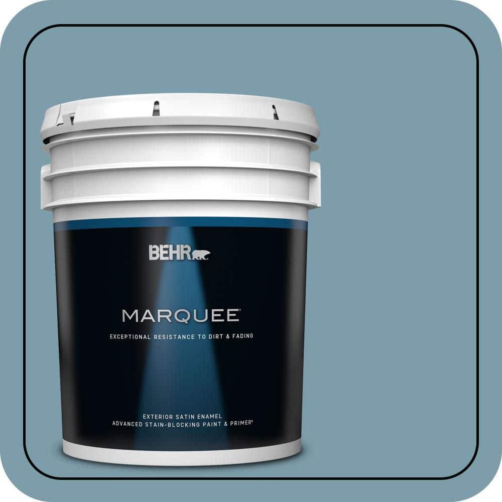 BEHR MARQUEE 5 gal. #S470-4 Dolphin Blue Satin Enamel Exterior Paint & Primer (1)