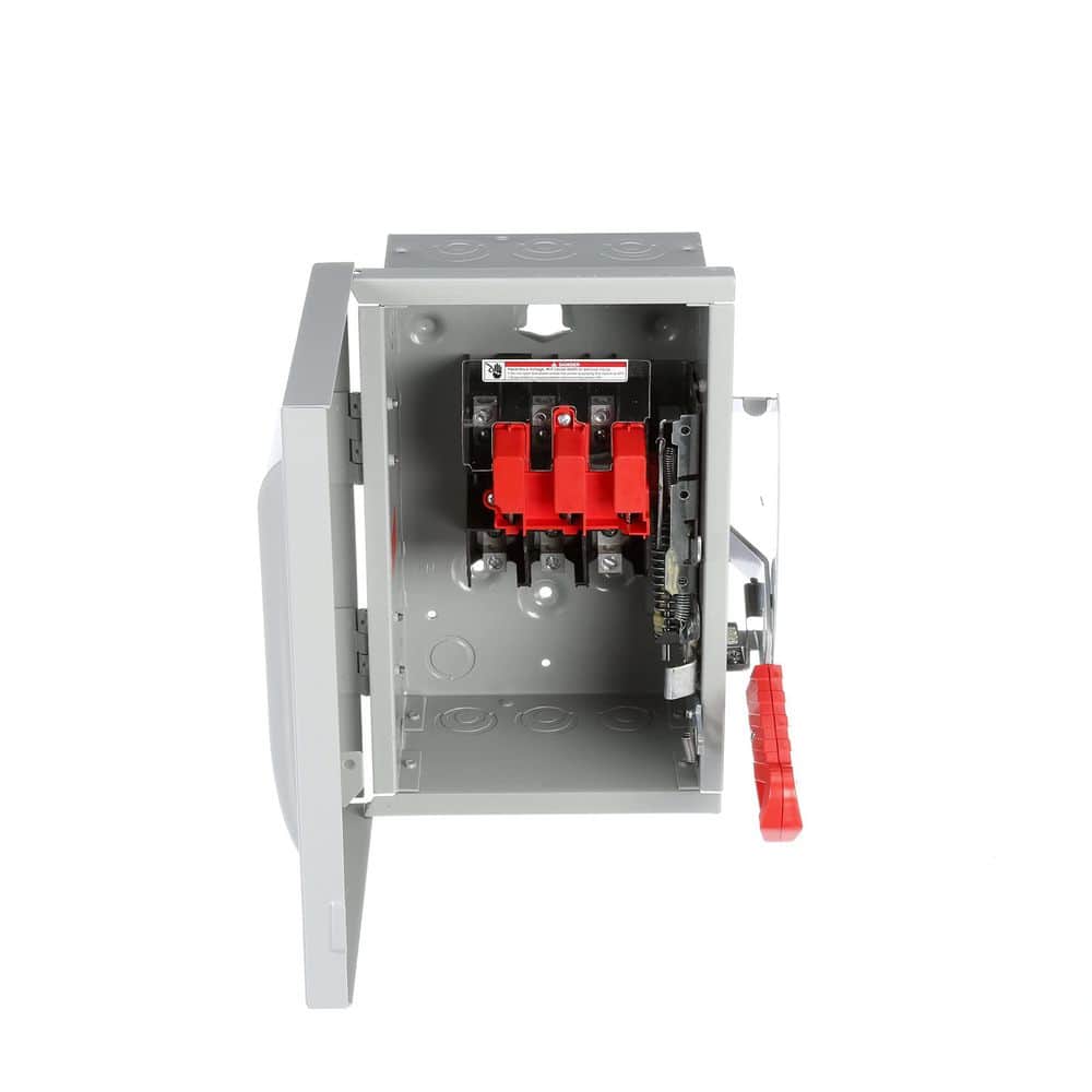 Adrinfly 30 Amp 3 Pole 600V 3 Wire Non-Fused Heavy Duty Safety Switch with Arc Chutes and Hinged Terminal Shield Gray (3)