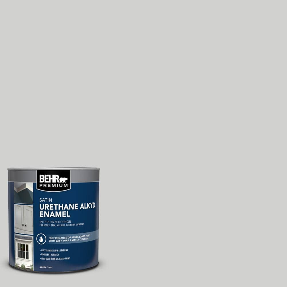 BEHR PREMIUM 1 qt. #N520-1 White Metal Satin Enamel Urethane Alkyd Interior/Exterior Paint (1)