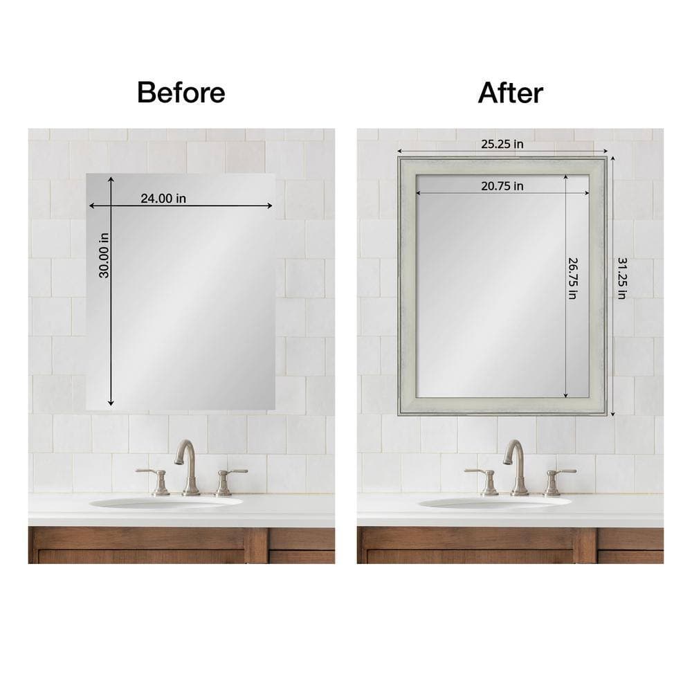 Amanti Art Mirror Makeover Flair Silver Patina 25.25 in. W x 31.25 in. H Bathroom Mirror Frame Border Kit-Fits a 24 x 30 Mirror (2)