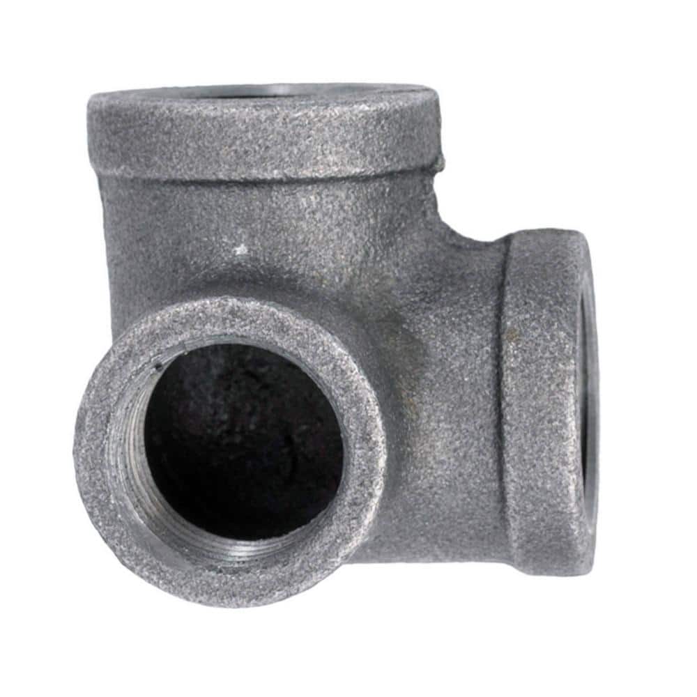 STZ 3/8 in. Black Malleable Iron FPT x FPT x FPT 90-Degree Side Outlet Elbow Fitting (1)