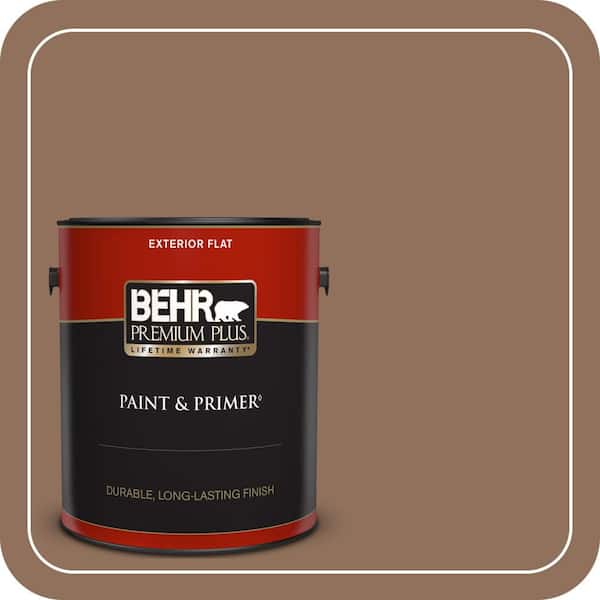 BEHR PREMIUM PLUS 1 gal. #N240-6 Wild Mustang Flat Exterior Paint & Primer (2)