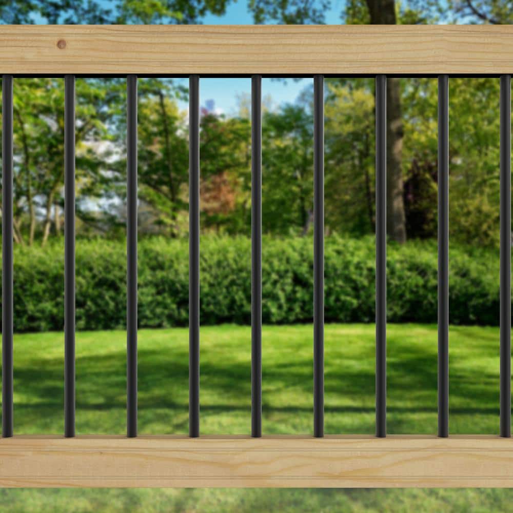 Deckorators 3/4 in. x 3/4 in. x 40 in. Satin Black Aluminum Round Classic Baluster (10-Pack) (2)