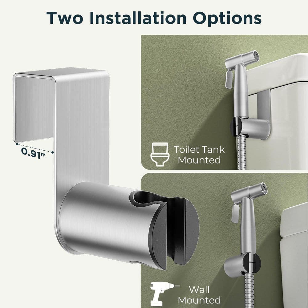 Wudkey Silver Handheld Bidet Sprayer for Toilet, Stainless Bidet Attachment with Leak-Proof Jet Spray and Multi-Purpose Use (2)