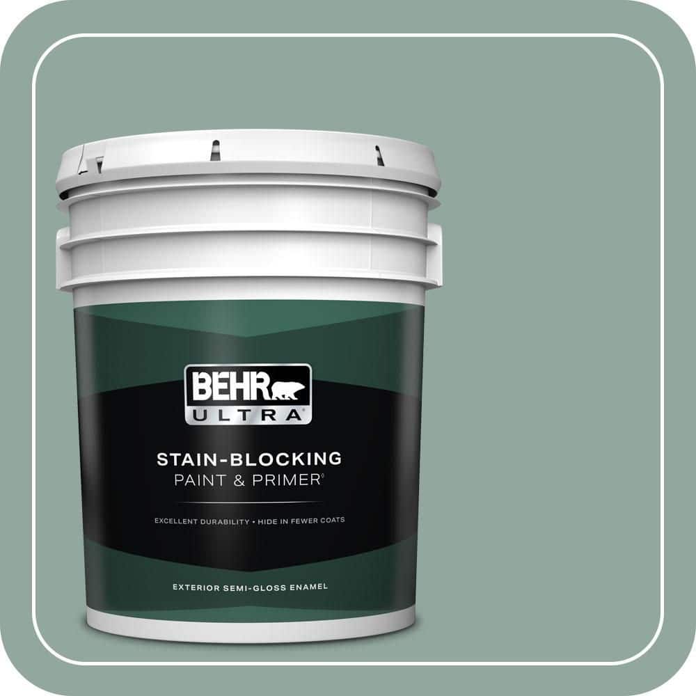 BEHR ULTRA 5 gal. #PPU12-05 Lotus Leaf Semi-Gloss Enamel Exterior Paint & Primer