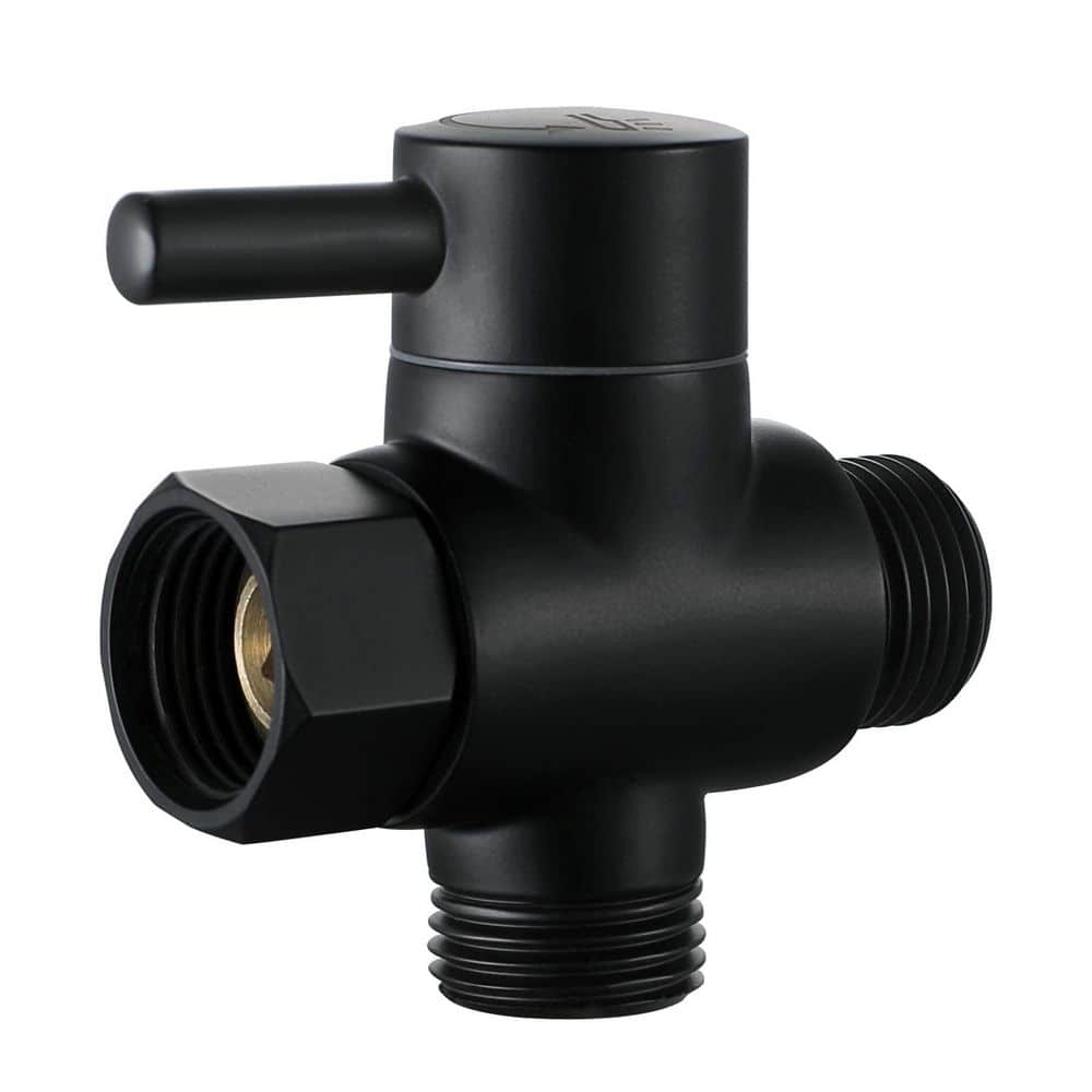 Wudkey 3-Way 1-Piece Shower Diverter Valve with Handheld and Fixed Shower Head Control in Matte Black