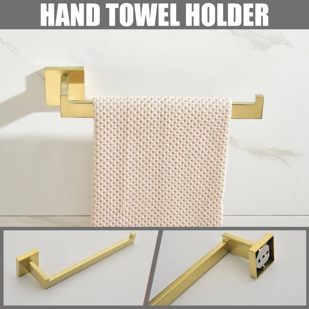 ehablix Bathroom Hardware 5-Piece Bath Hardware Set with Towel Bar, Robe Hook, Toilet Paper Holder in Gold (3)