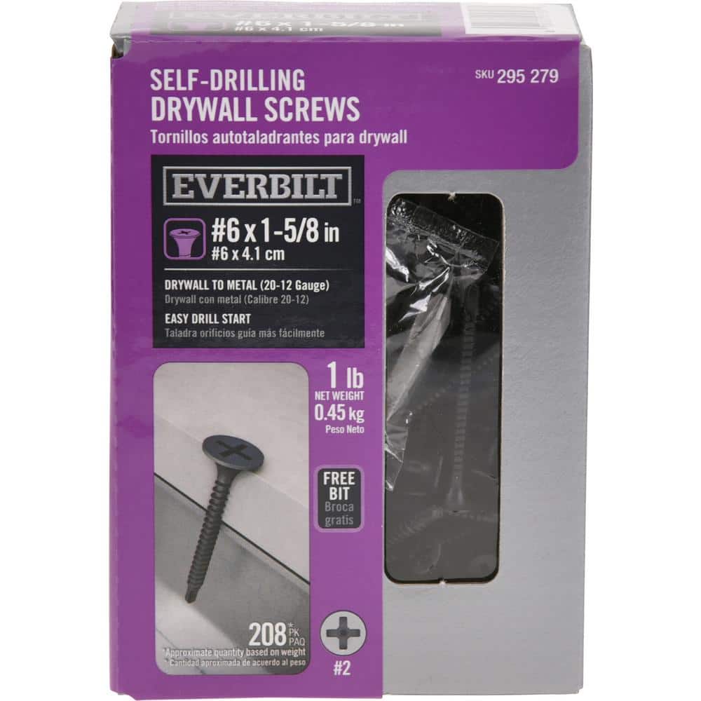 Everbilt #6 . Phillips Bugle-Head Self-Drilling Drywall Screw-Box (1298-Piece)