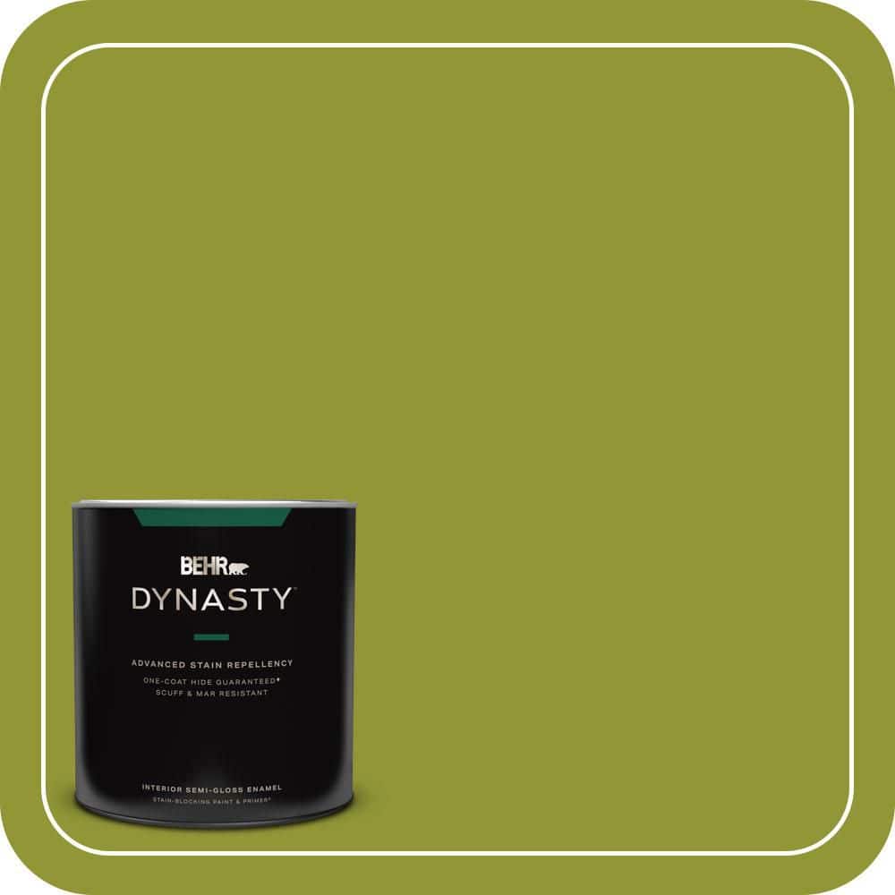 BEHR DYNASTY 1 qt. #S-H-410 Appletini Semi-Gloss Enamel Interior Stain-Blocking Paint and Primer