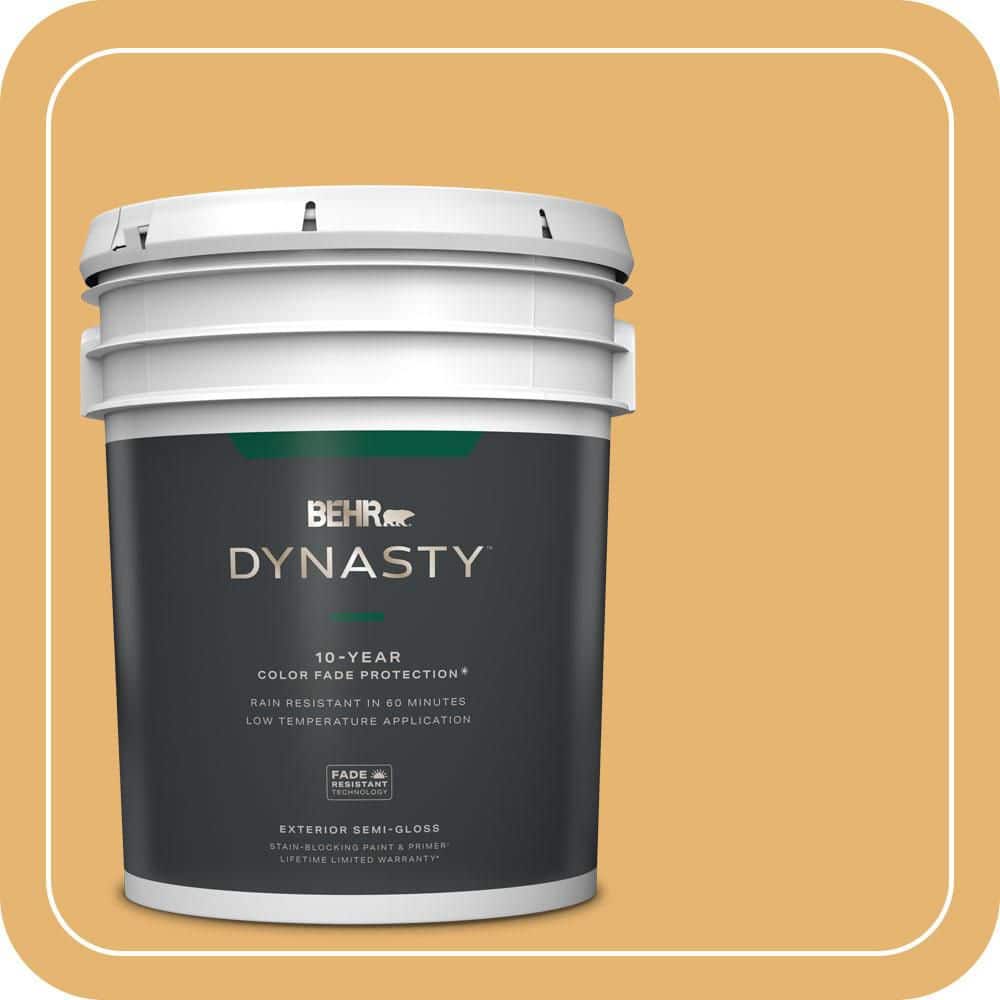 BEHR DYNASTY 5 gal. #PPU6-04 Pyramid Gold Semi-Gloss Enamel Exterior Stain-Blocking Paint & Primer