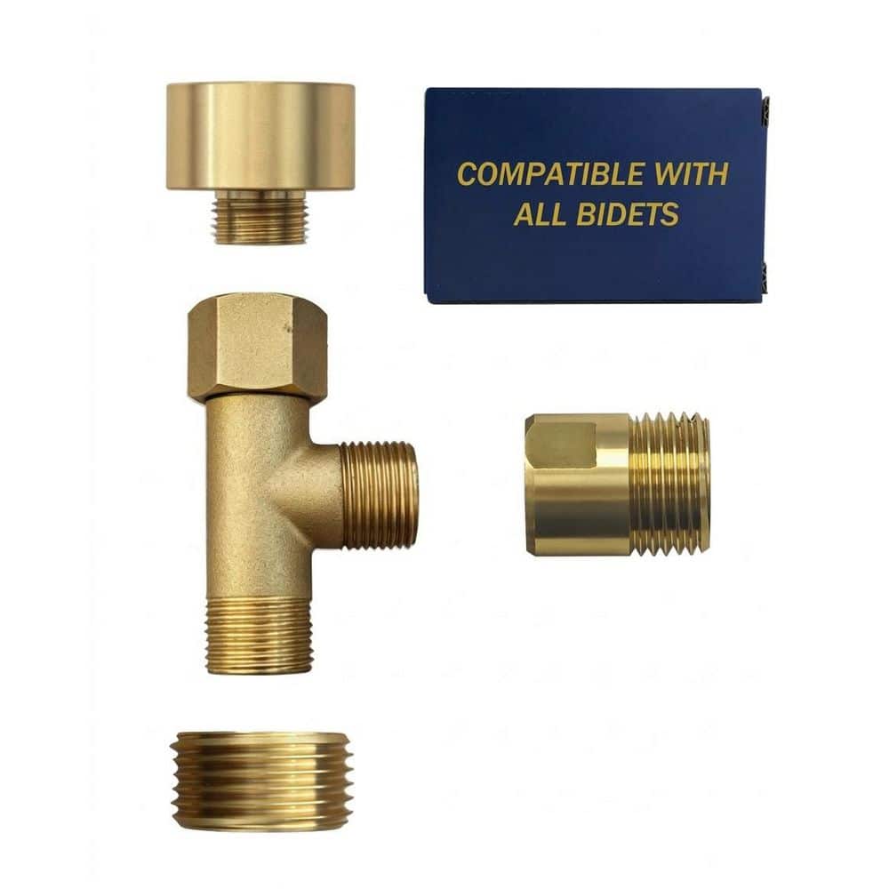 Anqtovp Bidet T Adapter Bidet Attachment with Universal Brass Construction Fits Toilet Tank Inlet or Angle Valve Outlet (1)