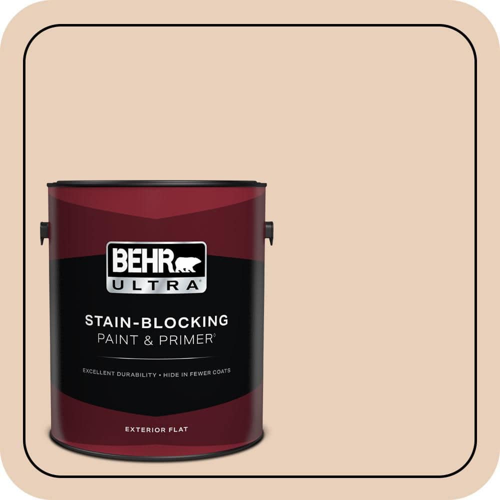 BEHR ULTRA 1 gal. #S230-1 Buff Tone Flat Exterior Paint & Primer