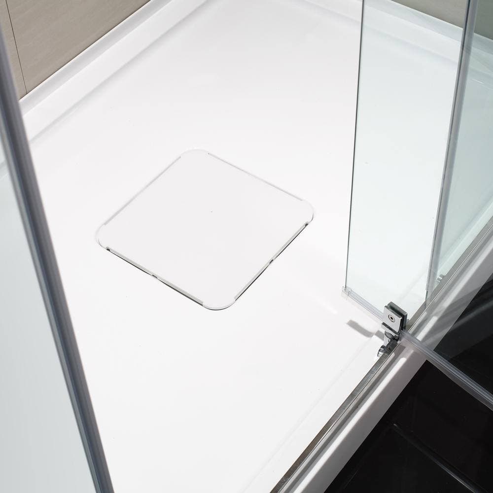 Schon 32 in. W x 48 in. L Alcove Shower Pan Base with Center Hidden Drain in White (2)