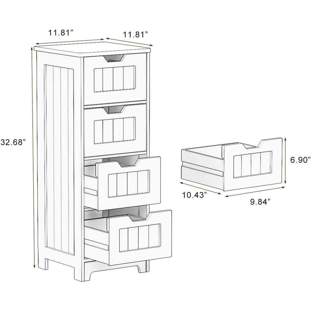 Unbranded 11.81 in. W x 11.81 in. D x 32.28 in. H Wood Freestanding Linen Cabinet in White (3)